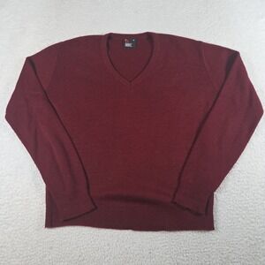 Vintage 80's Robert Bruce Orlon Acrylic Sweater Size Medium Burgundy V Neck